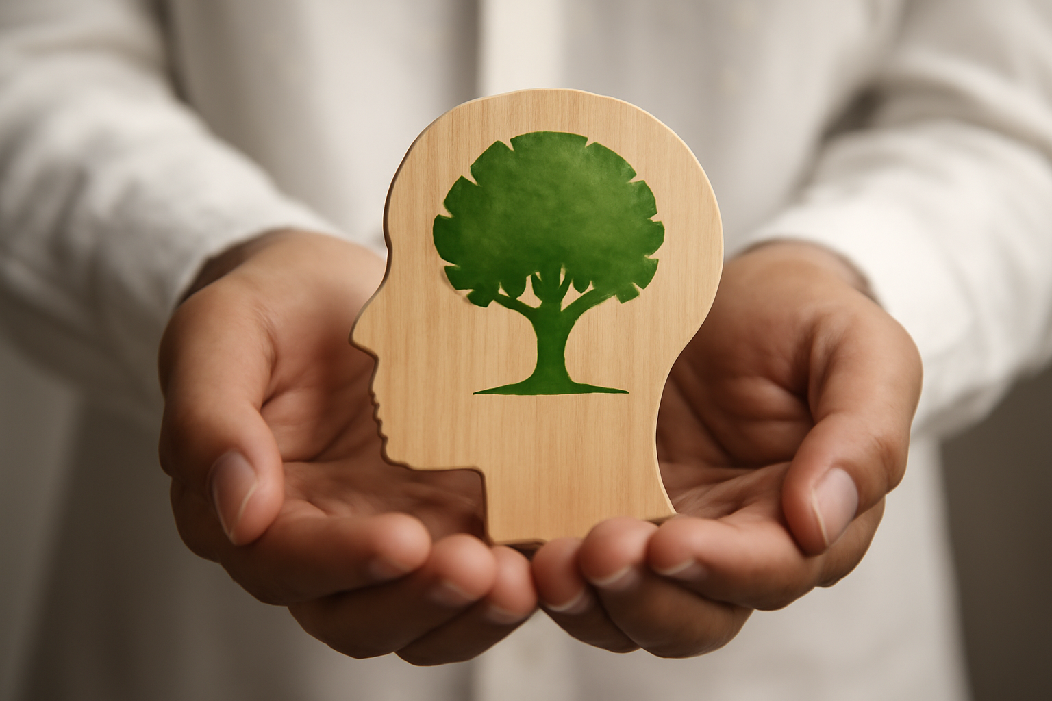 Calm scene for Integrative Mental Health Care for Holistic Wellbeing: person meditating with plants
