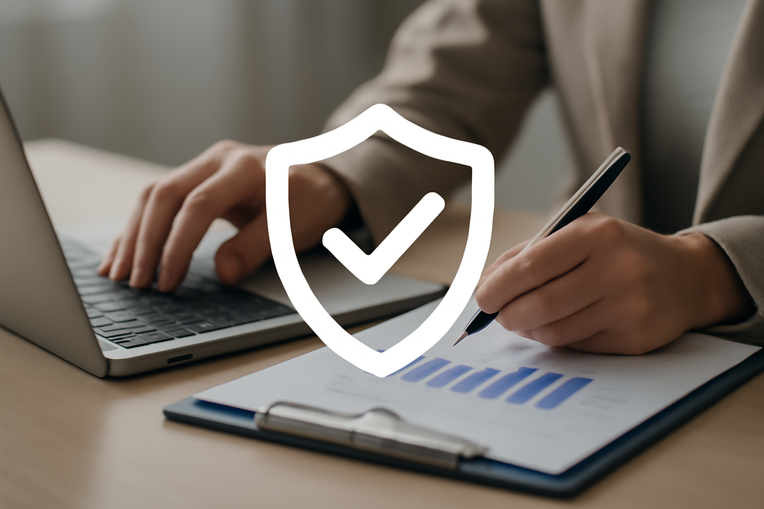 Laptop shows therapy practice management software dashboard and charts for Efficient Operations guide.