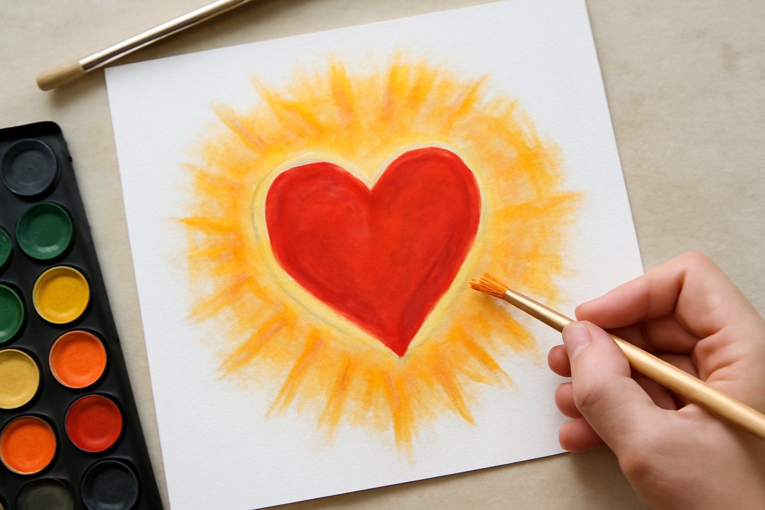 A person colors with paints in a studio, reflecting art therapy core principles of emotional growth