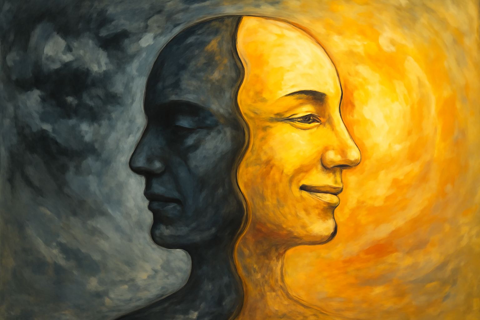 Person with mood-spectrum graphic beside Understanding Bipolar Disorder: Symptoms and Treatment.
