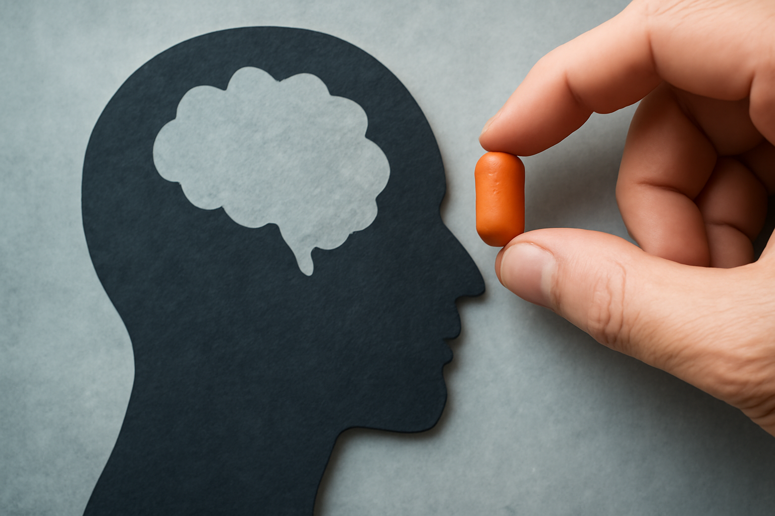 Pill bottles beside a chart titled Brexpiprazole Guide to Schizophrenia and Major Depressive Disorder.