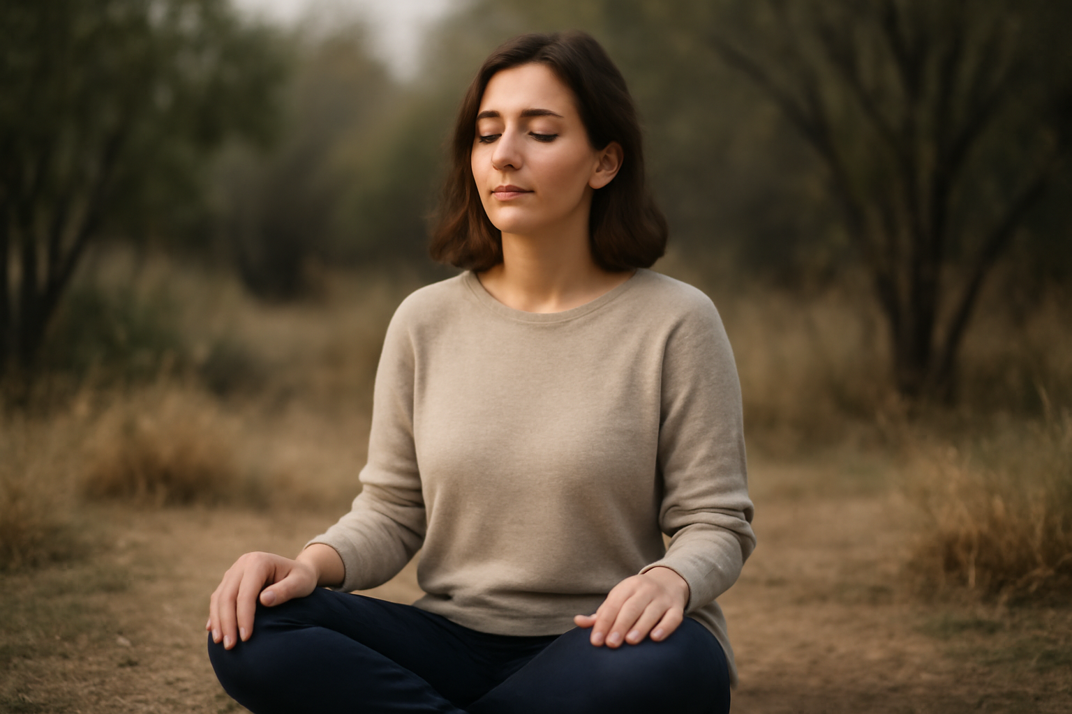 Calm person practicing mindful breathing; How to Slow Down Without Panic Mindful Breathing and Grounding