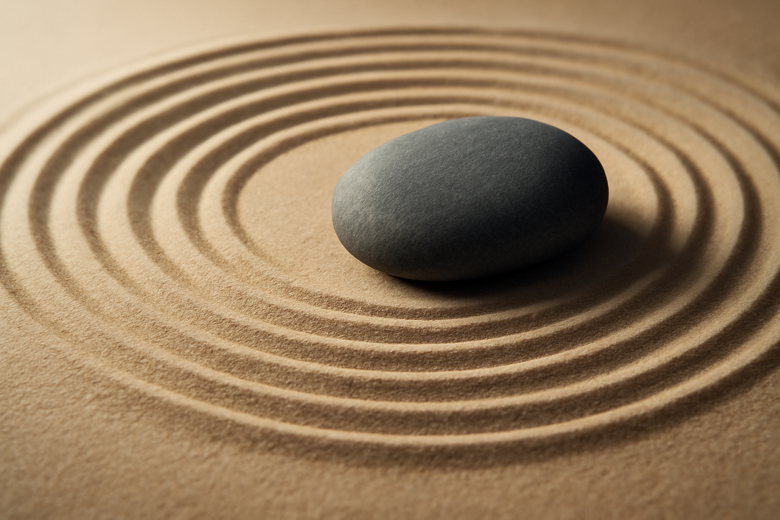 Calm person meditating in a softly lit room with candles and tea for stress relief and sleep.