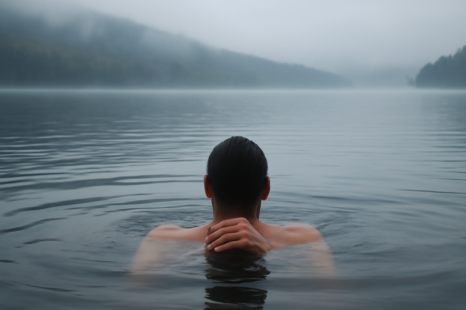 Individual preparing for cold water plunge in a pool, a practical guide to mood and depression.