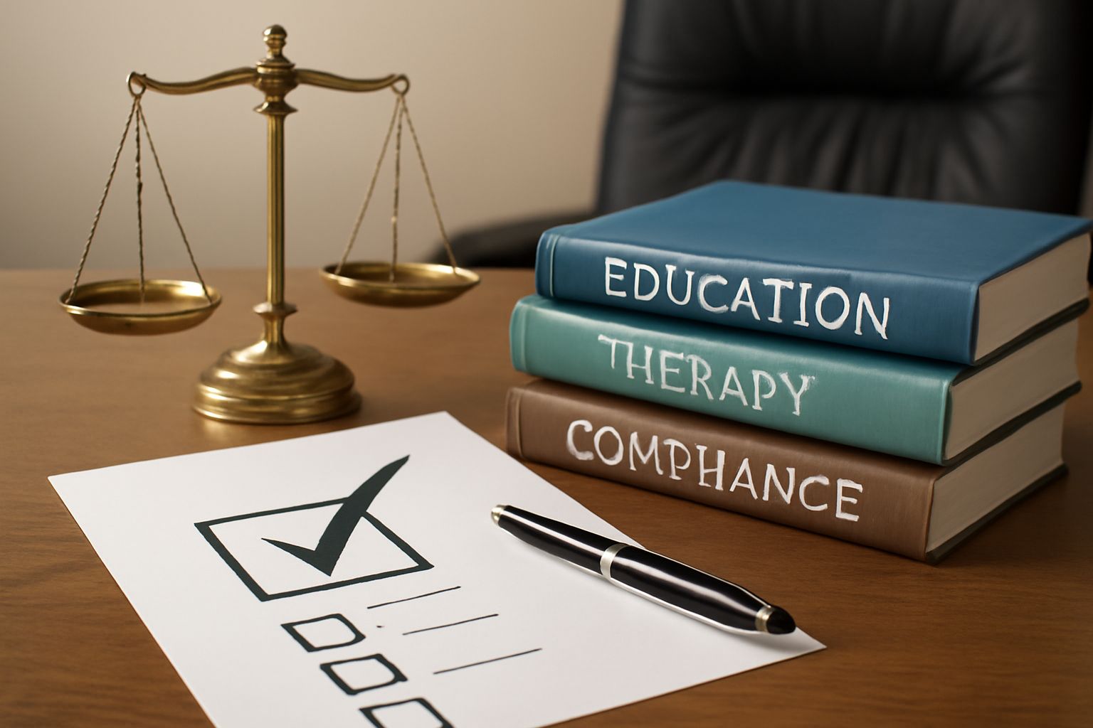 Cover reads Continuing Education Compliance for Therapists: A Practical Guide; therapist reviews forms.