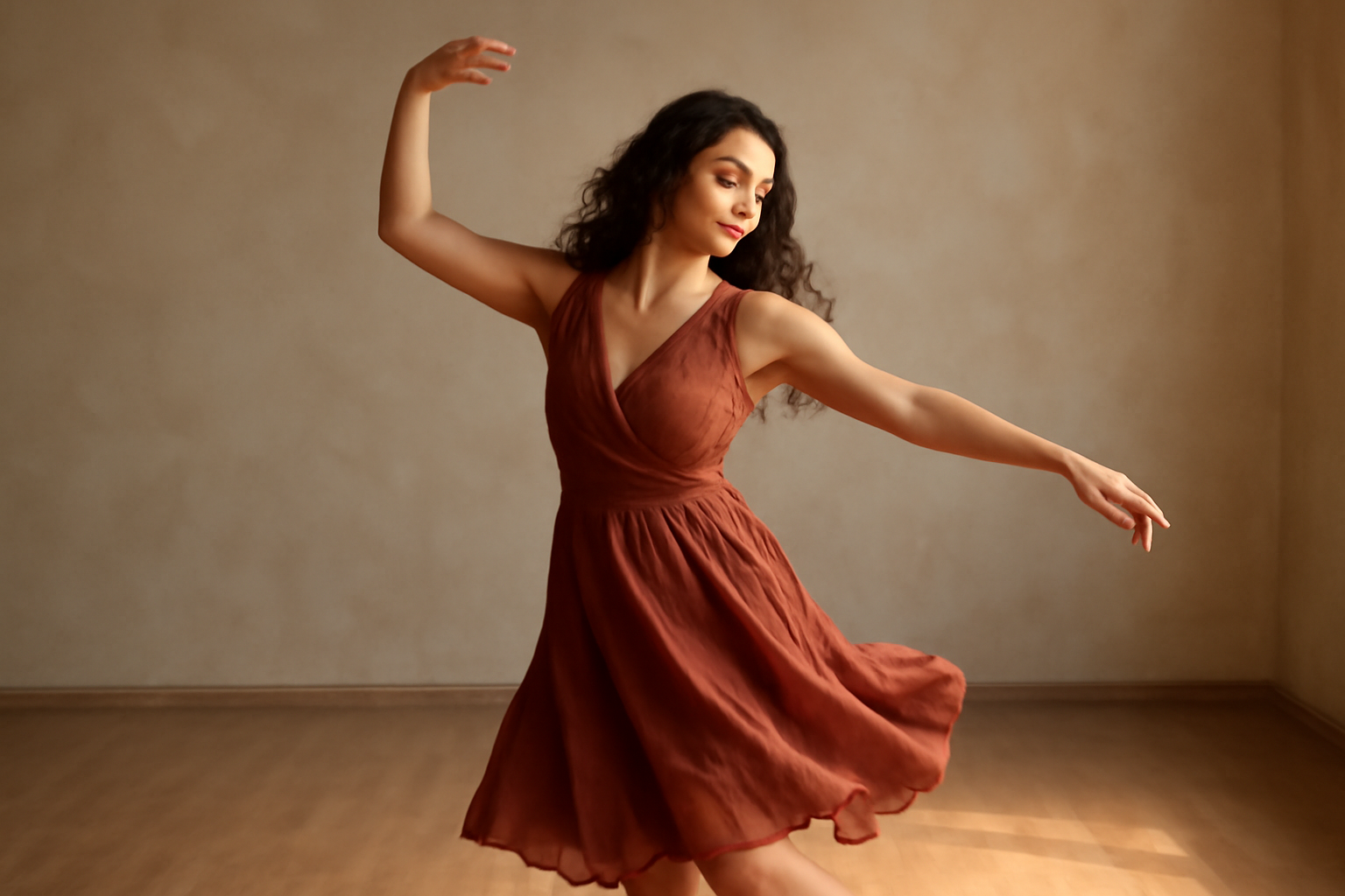 Dancers in a studio practice dance movement therapy, an embodied path to emotional wellness.