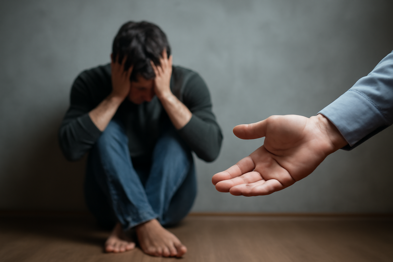 Person seeks help for depression with clinician; blog post: Depression Signs and Next Steps.