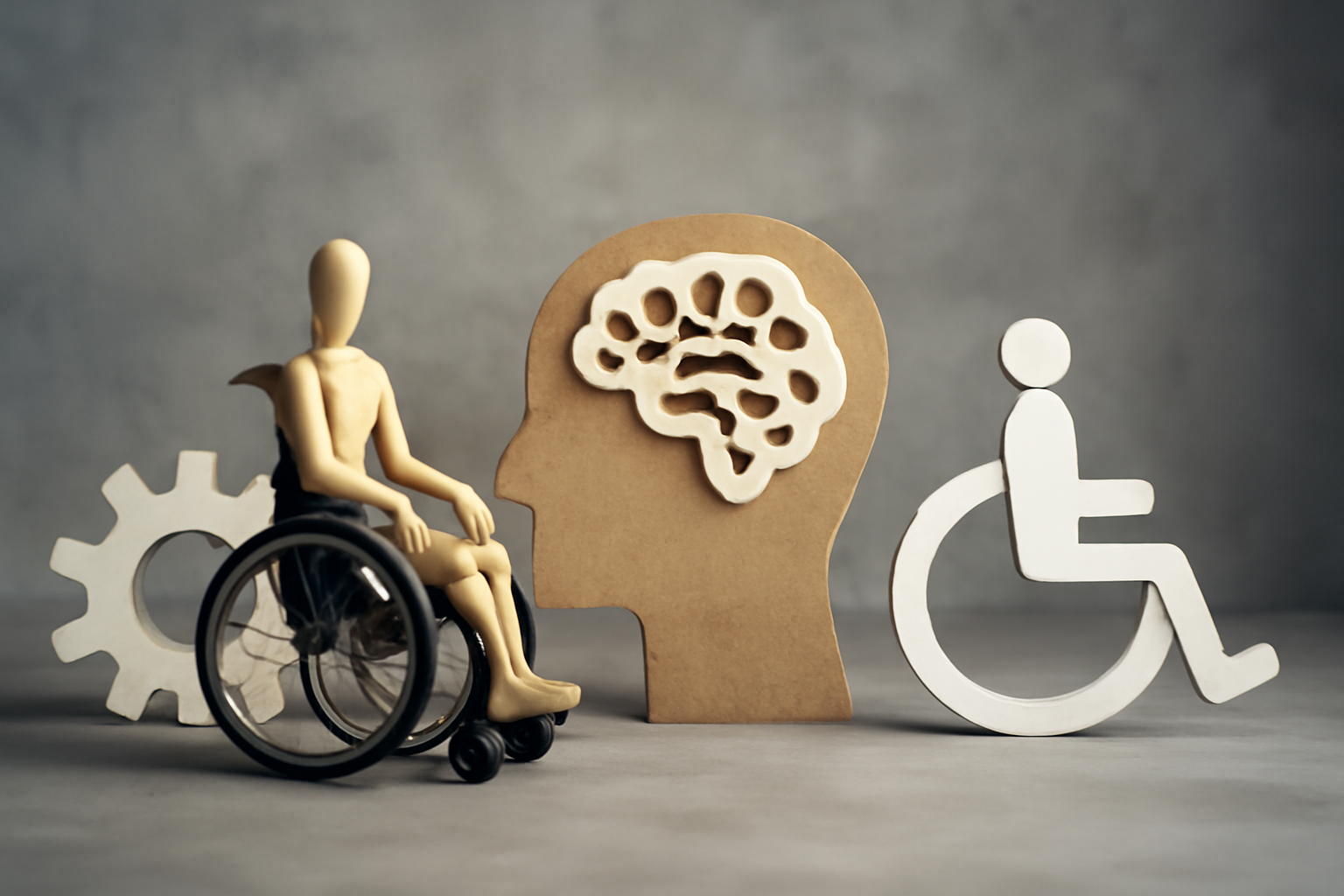 Diverse team discusses disability and mental health in work and education.