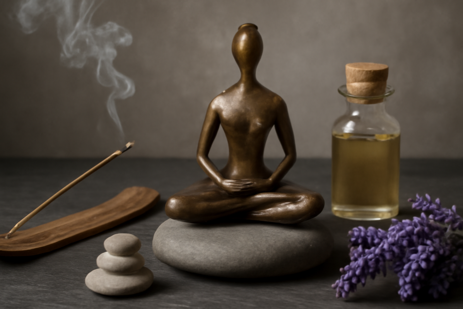 Calm therapy room with a meditating person; blog post on complementary therapies for dissociative disorders.