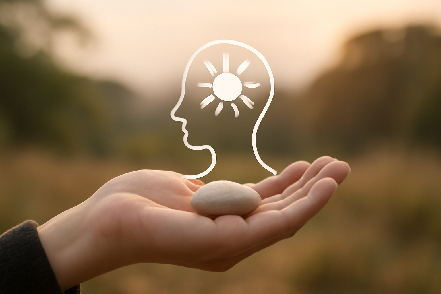 A person sits cross-legged in a sunlit garden, calmly practicing mindfulness to nurture emotional wellbeing.