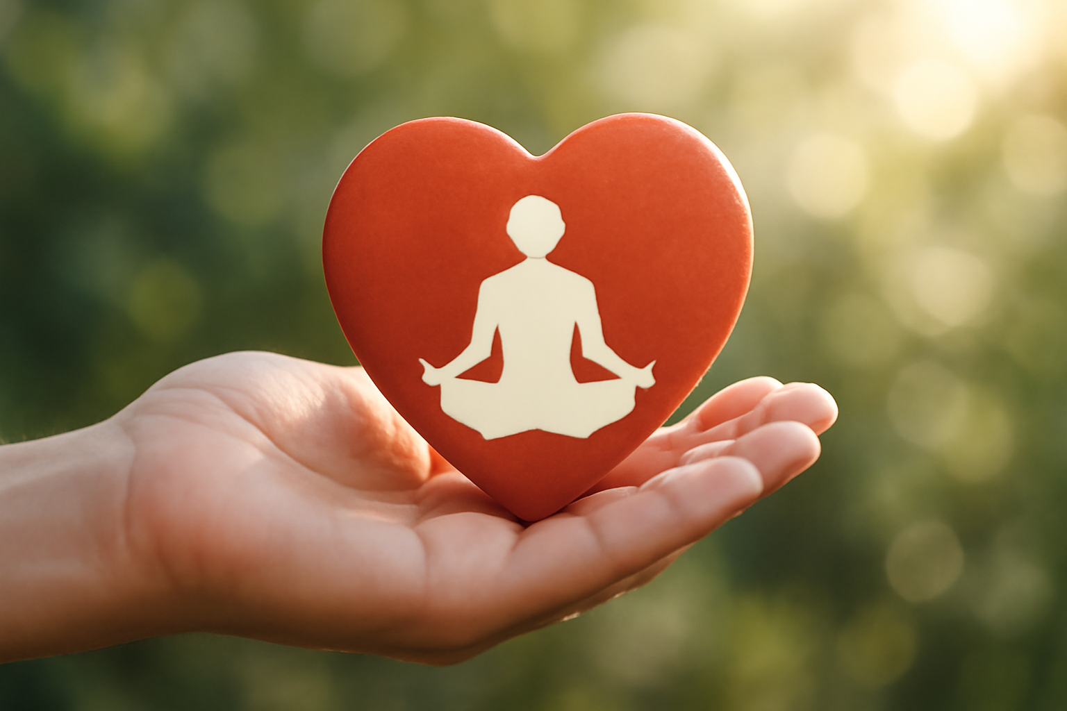Calm person meditating beside a notebook titled Emotional Well Being Guide for Managing Stress and Health.