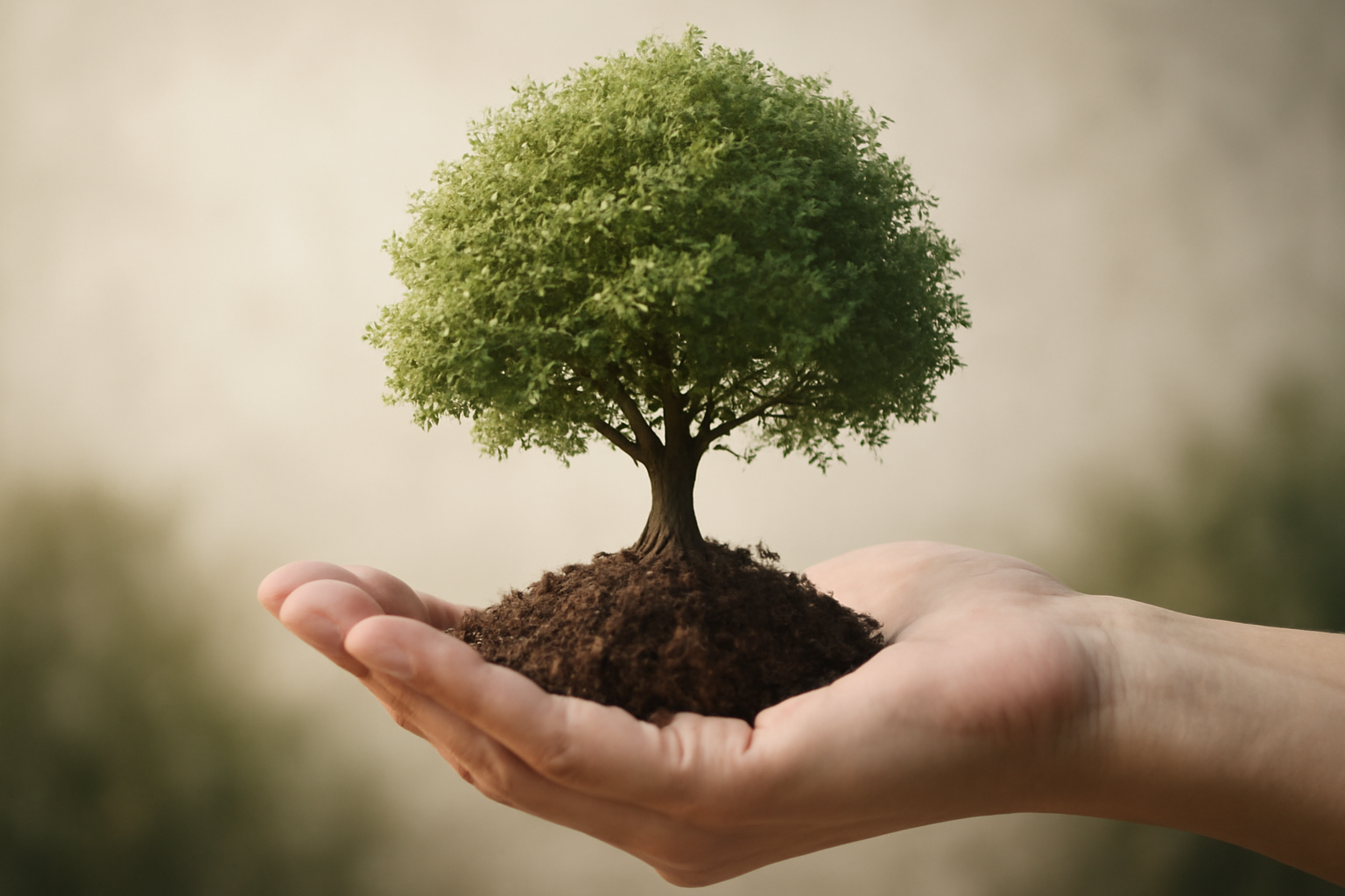 Therapist and client in a calm office with eco icons, highlighting ethical and sustainable marketing.