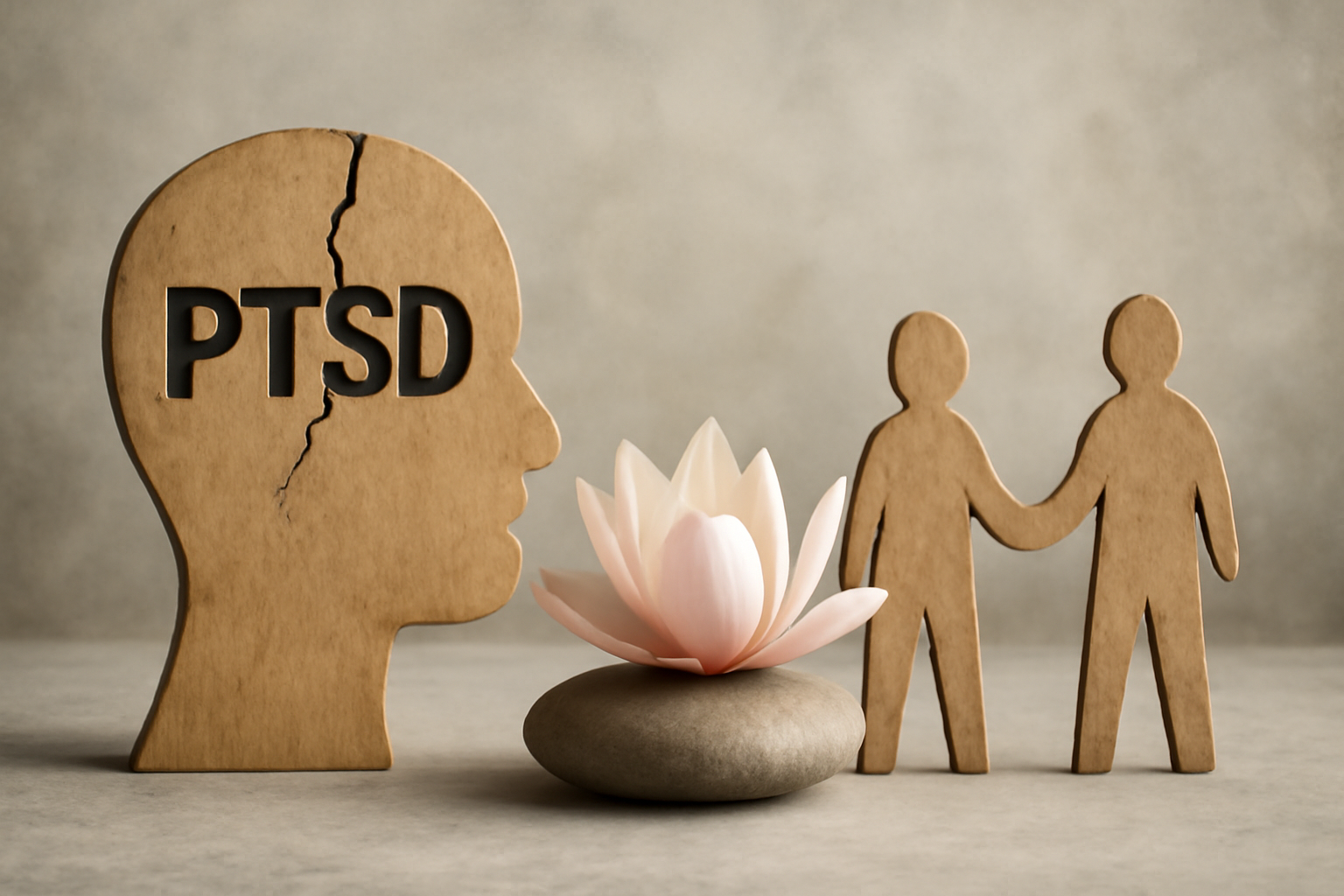 A person meditating in a natural setting, illustrating holistic PTSD therapy for mind-body recovery.