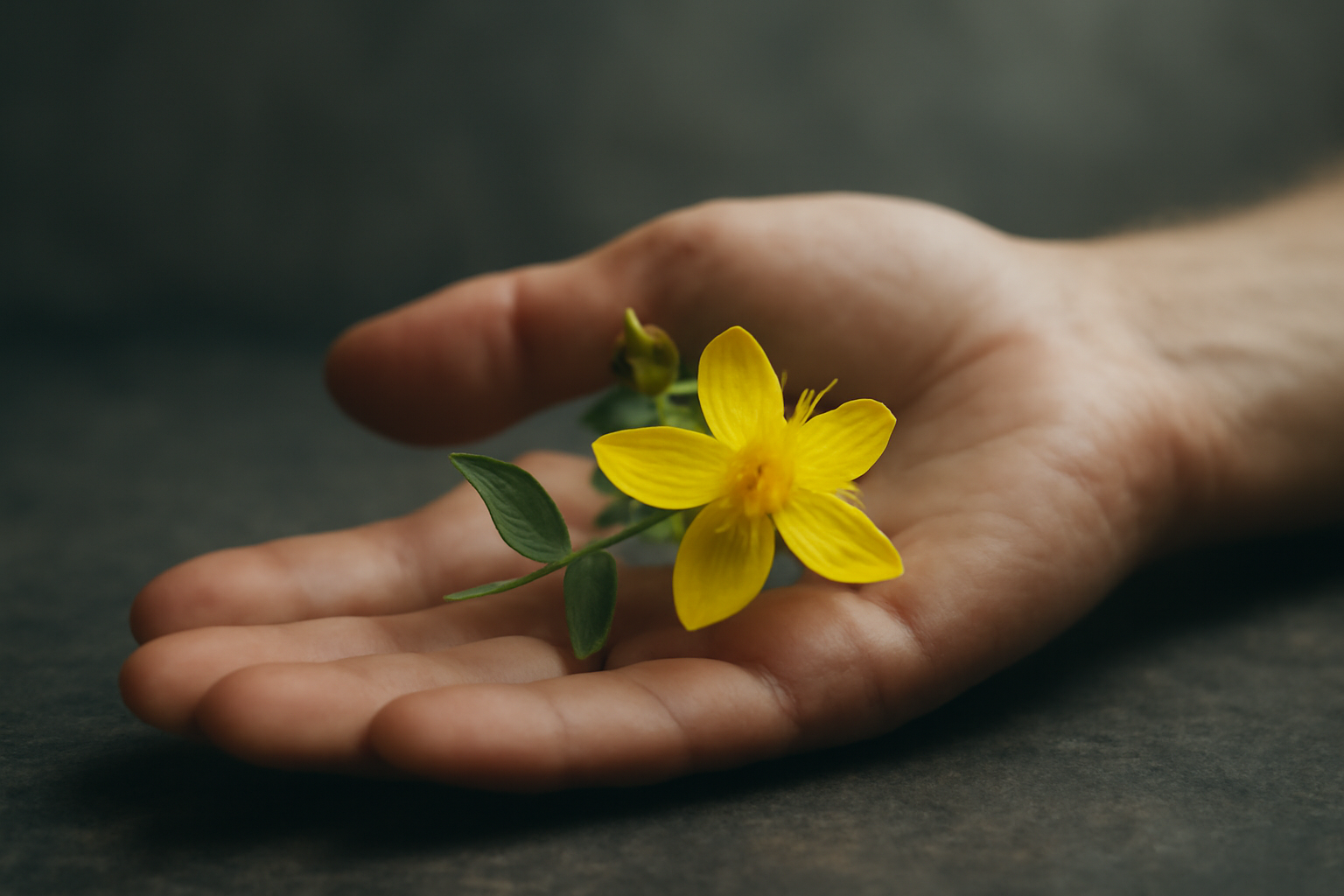 St. John's Wort plant with capsules beside a guide about its benefits, risks, and safety.