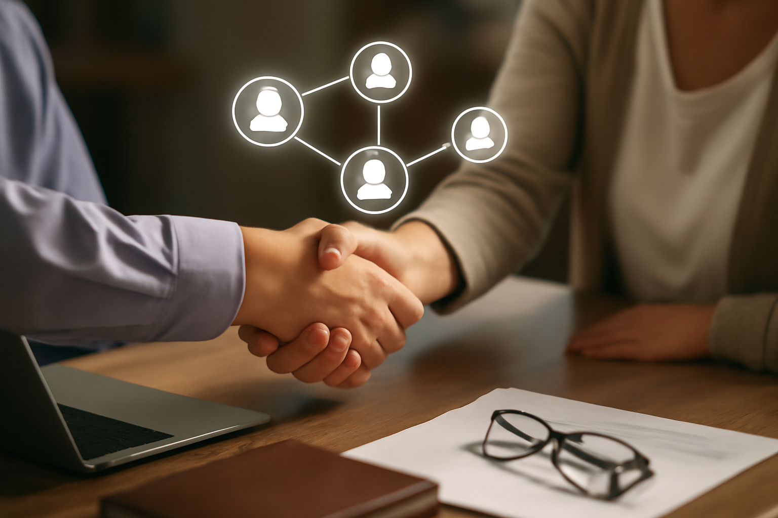 Clinicians networking at a conference; cover of Private Practice Networking for Clinicians blog.