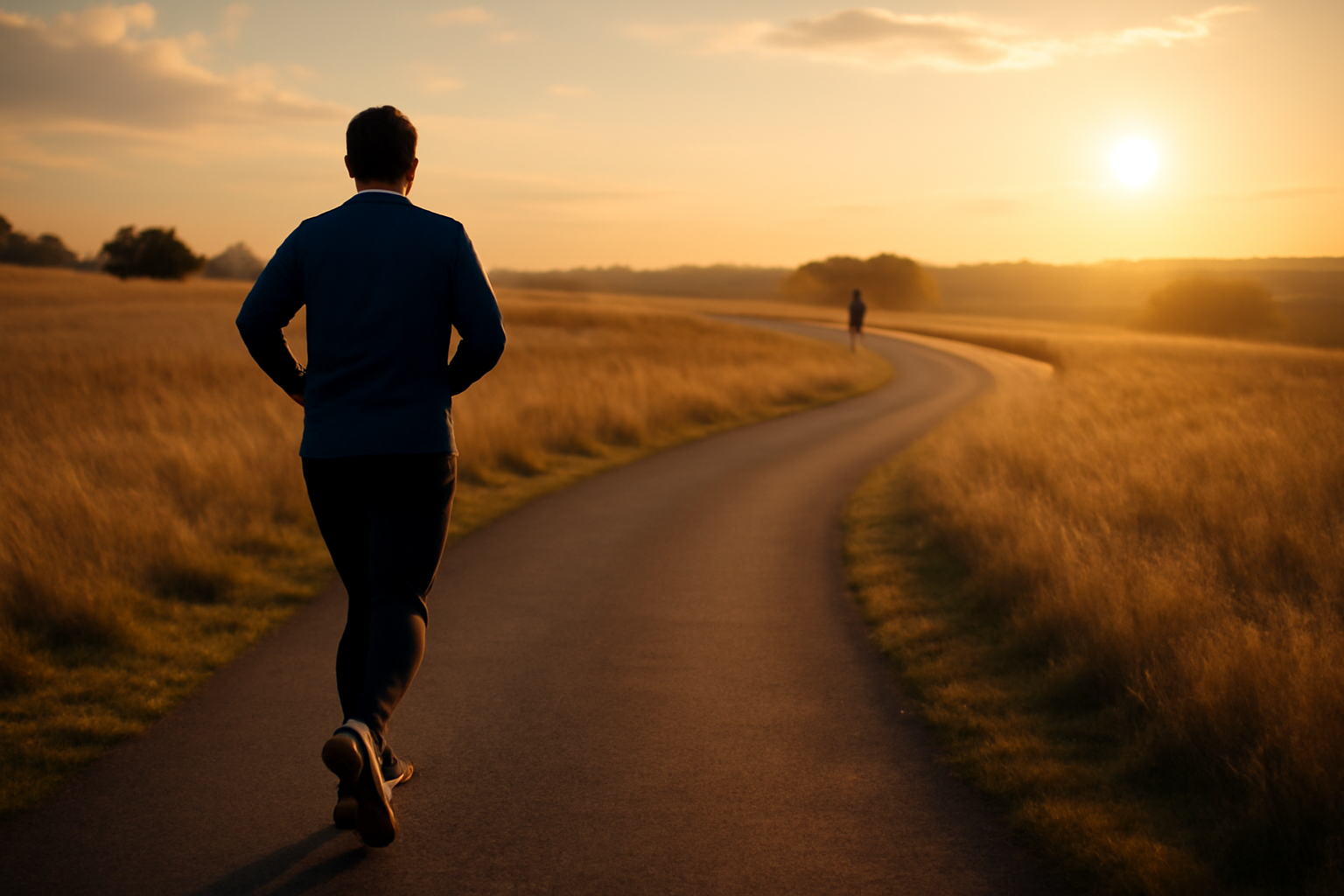 Person on a winding path pausing with a calm smile; Therapy for Feeling Behind in Life - Find Your Own Pace