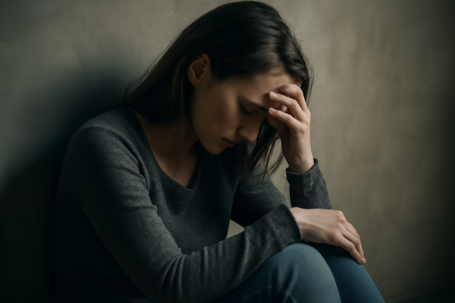 Illustration: a concerned woman next to a blog post on signs and help for depression in women.