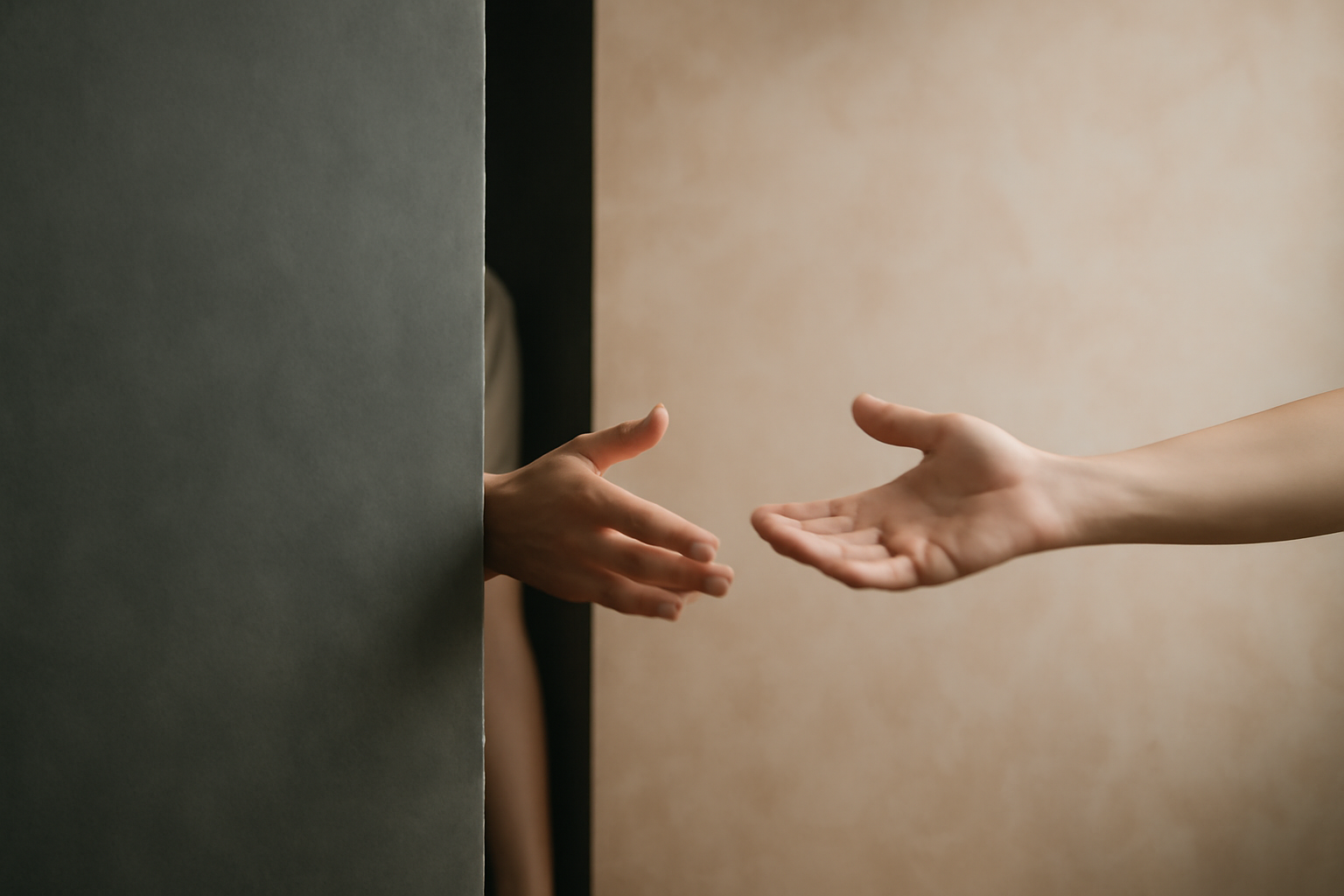 Person sits in a calm therapy setting, choosing authentic independence over emotional avoidance.