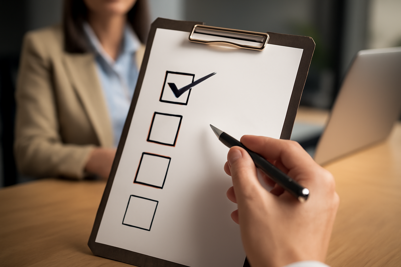 Therapist reviews therapy management software dashboards on a laptop for practice evaluation.