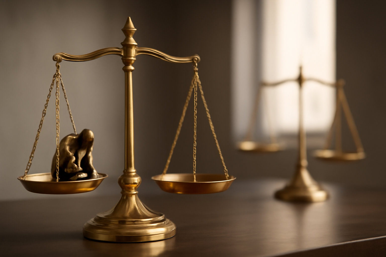 A person sits at a desk, reflecting on Managing Success and Survivor Guilt in Daily Life.