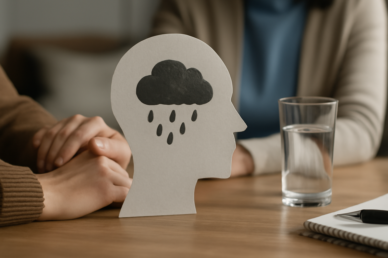 People in a support group discuss depression treatment options, therapy, and lifestyle changes.