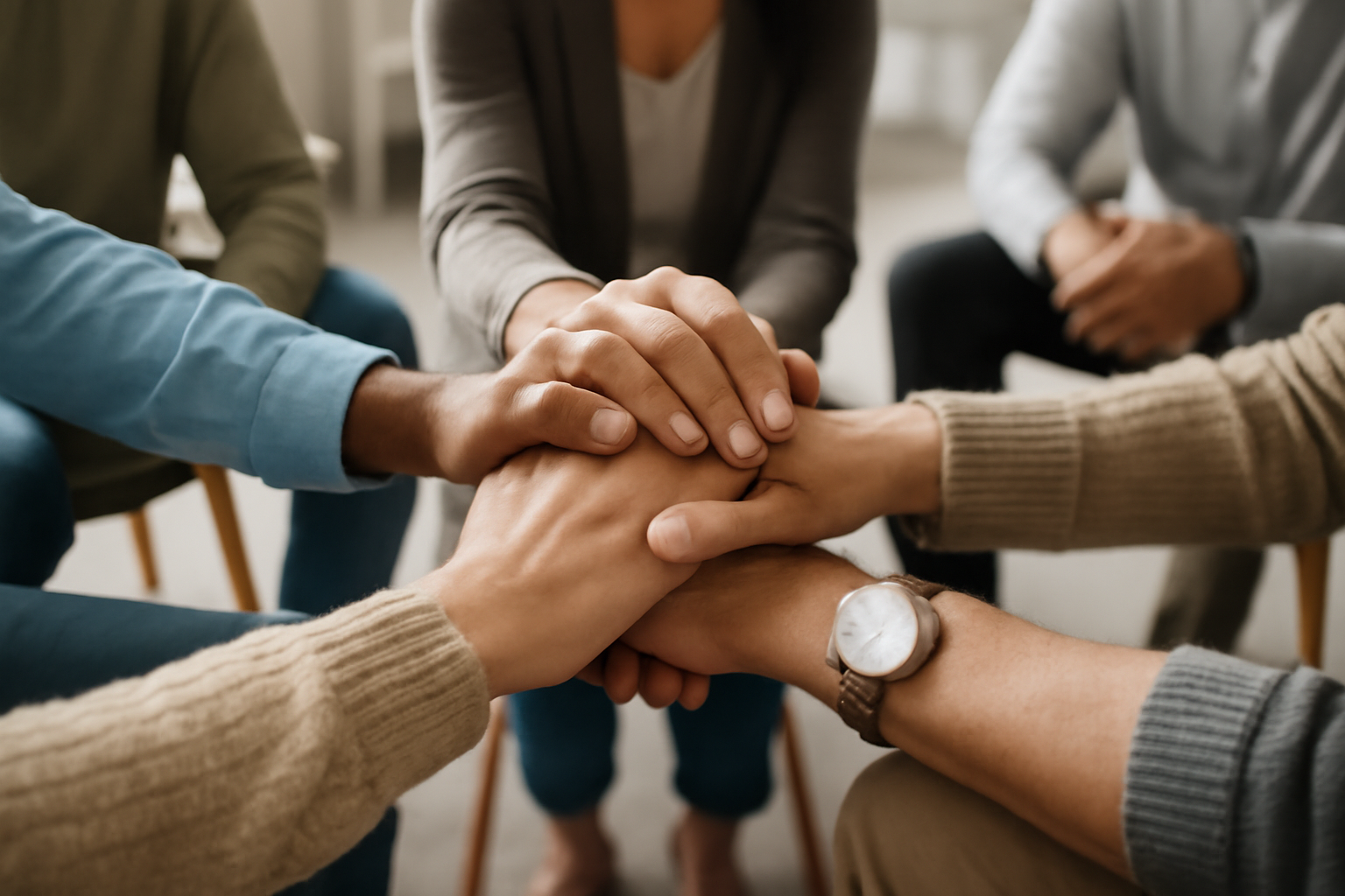 People sit in a circle in group therapy; Group Therapy Guide Core Principles and What to Expect