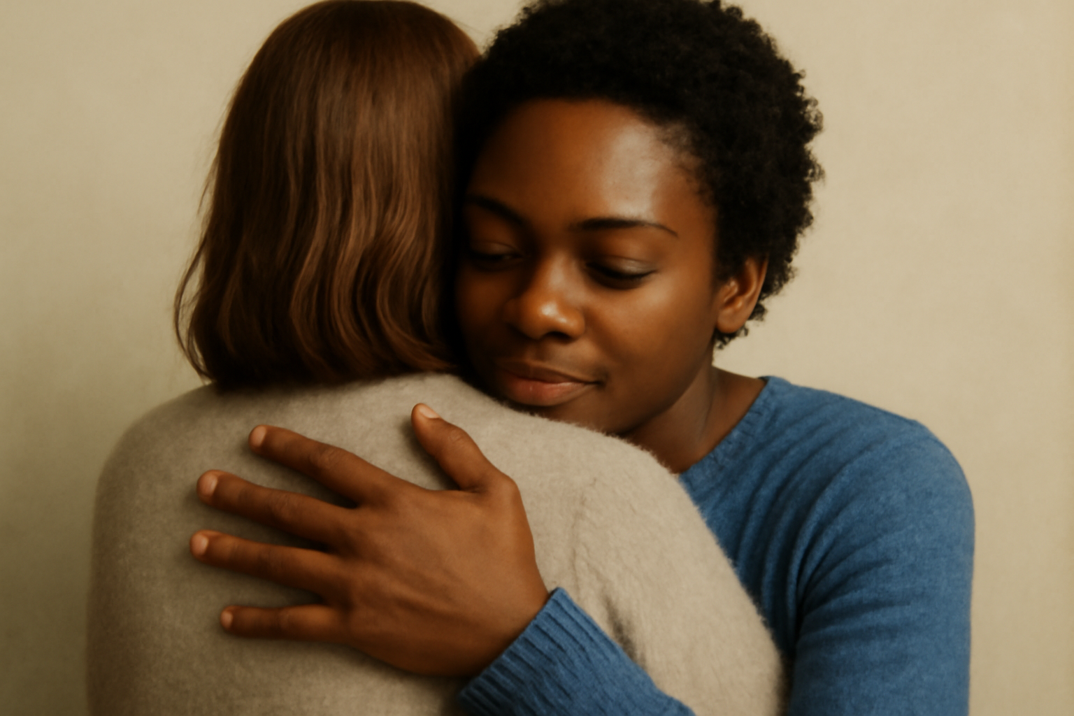 Couple embracing in warm light, healing emotional neglect and building secure relationships.