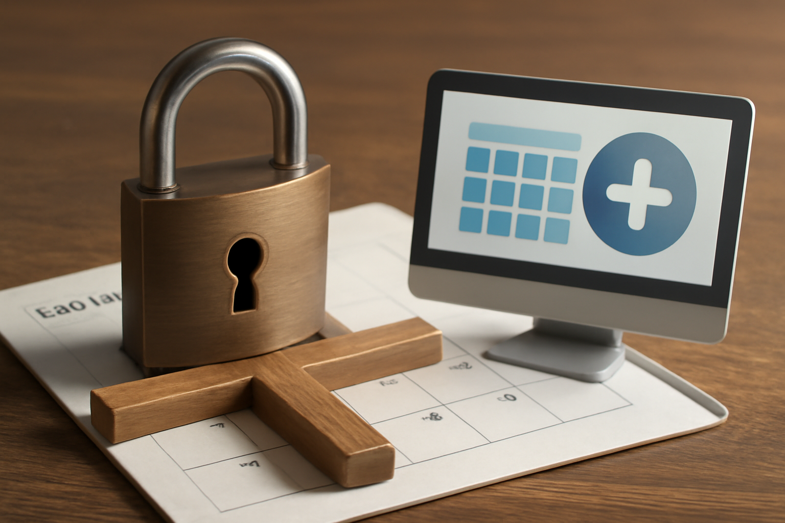 HIPAA-compliant online booking dashboard for counseling with calendar, patient list, and shield.