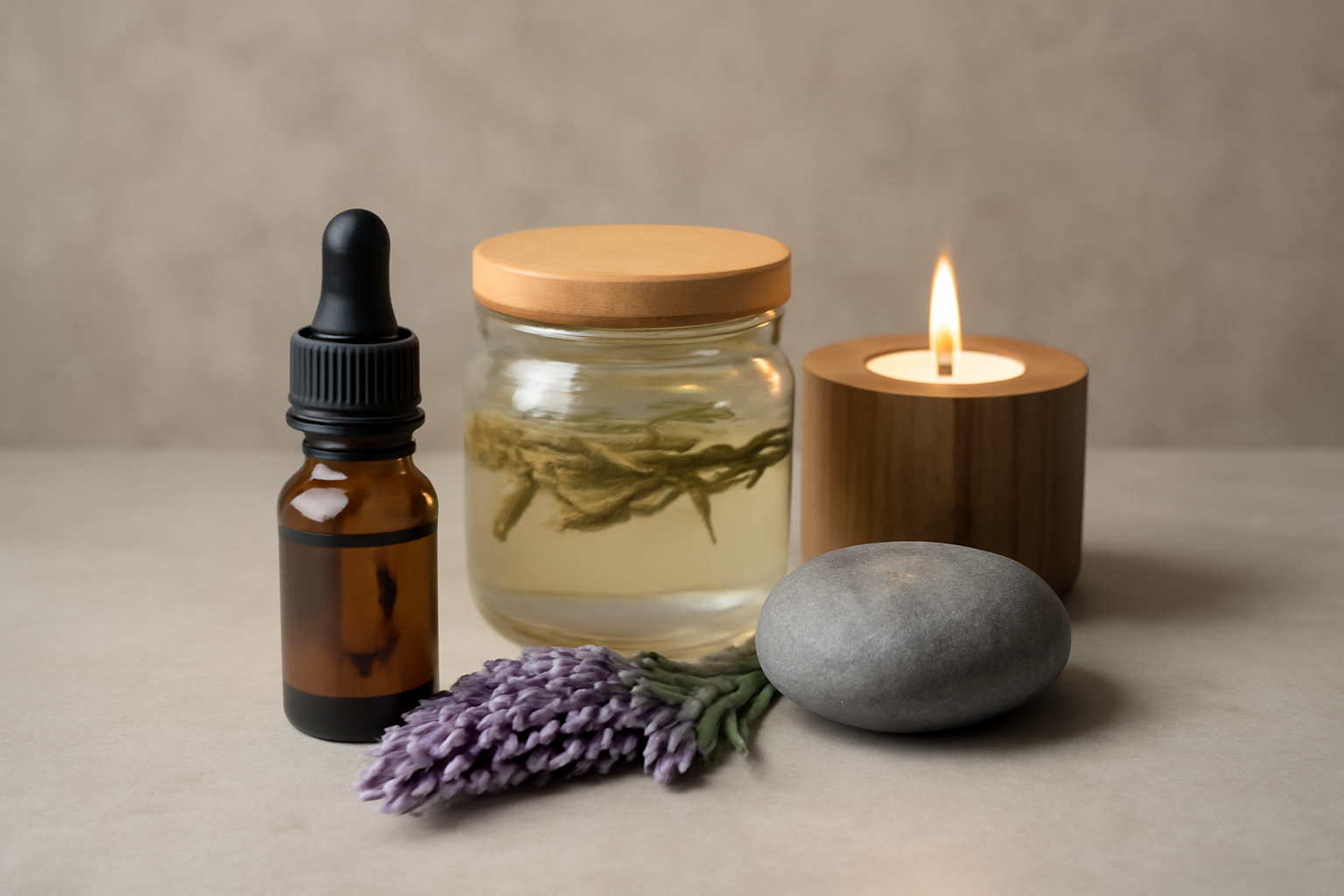 Person meditating beside herbs and a notebook, aligned with Complementary Medicine for Mental Health.