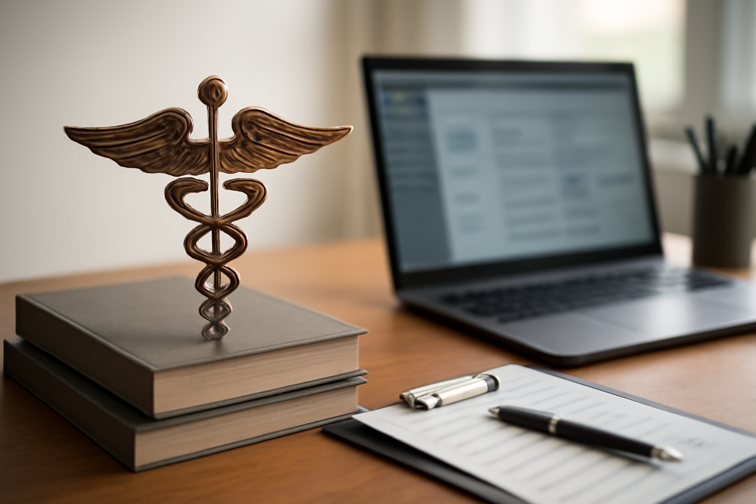 Therapy practice management software dashboard on a laptop with scheduling, billing, and analytics.