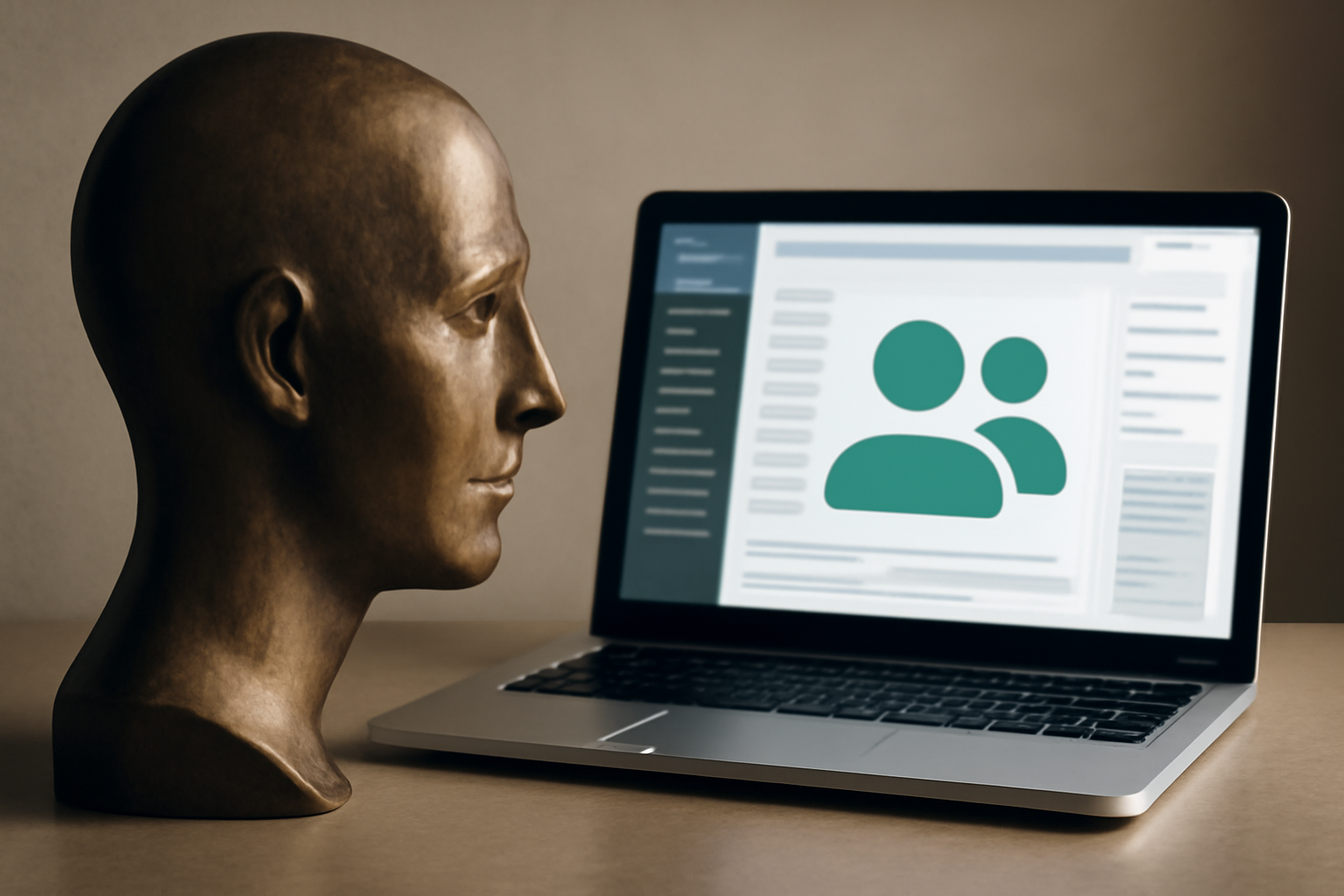 Therapist at a desk with laptop and notes; blog post: Guide to Therapist Client Management Software.