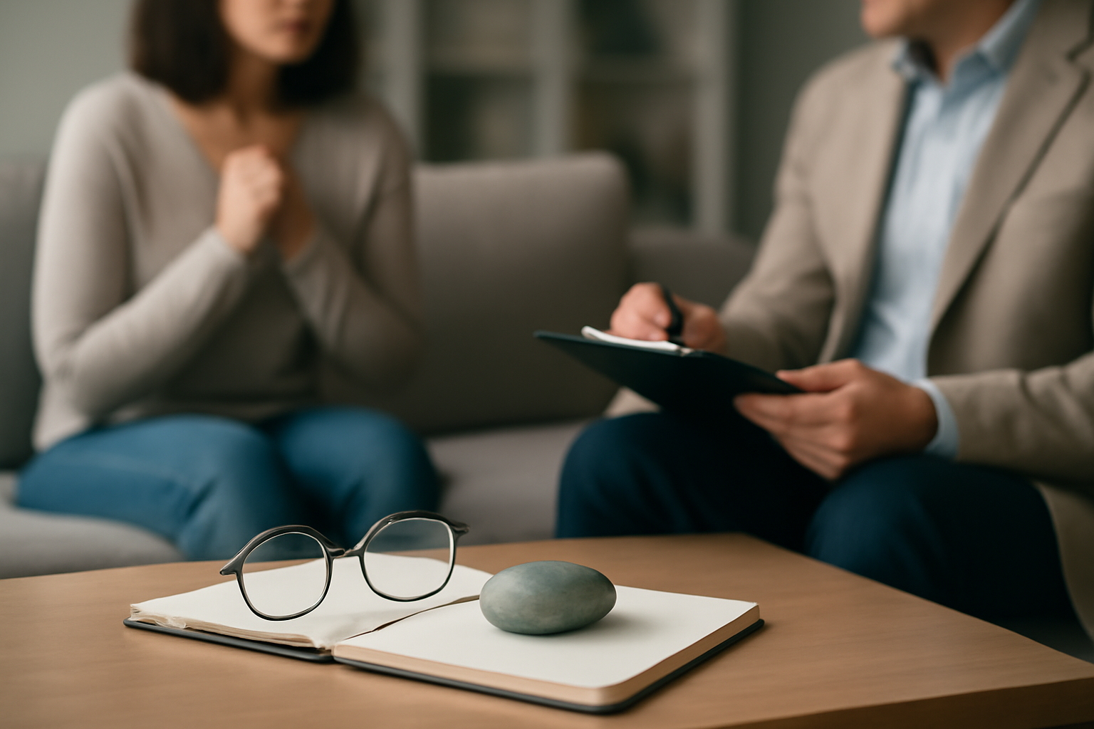 Psychotherapy practice management software dashboard with patient list and calendar for blog post.