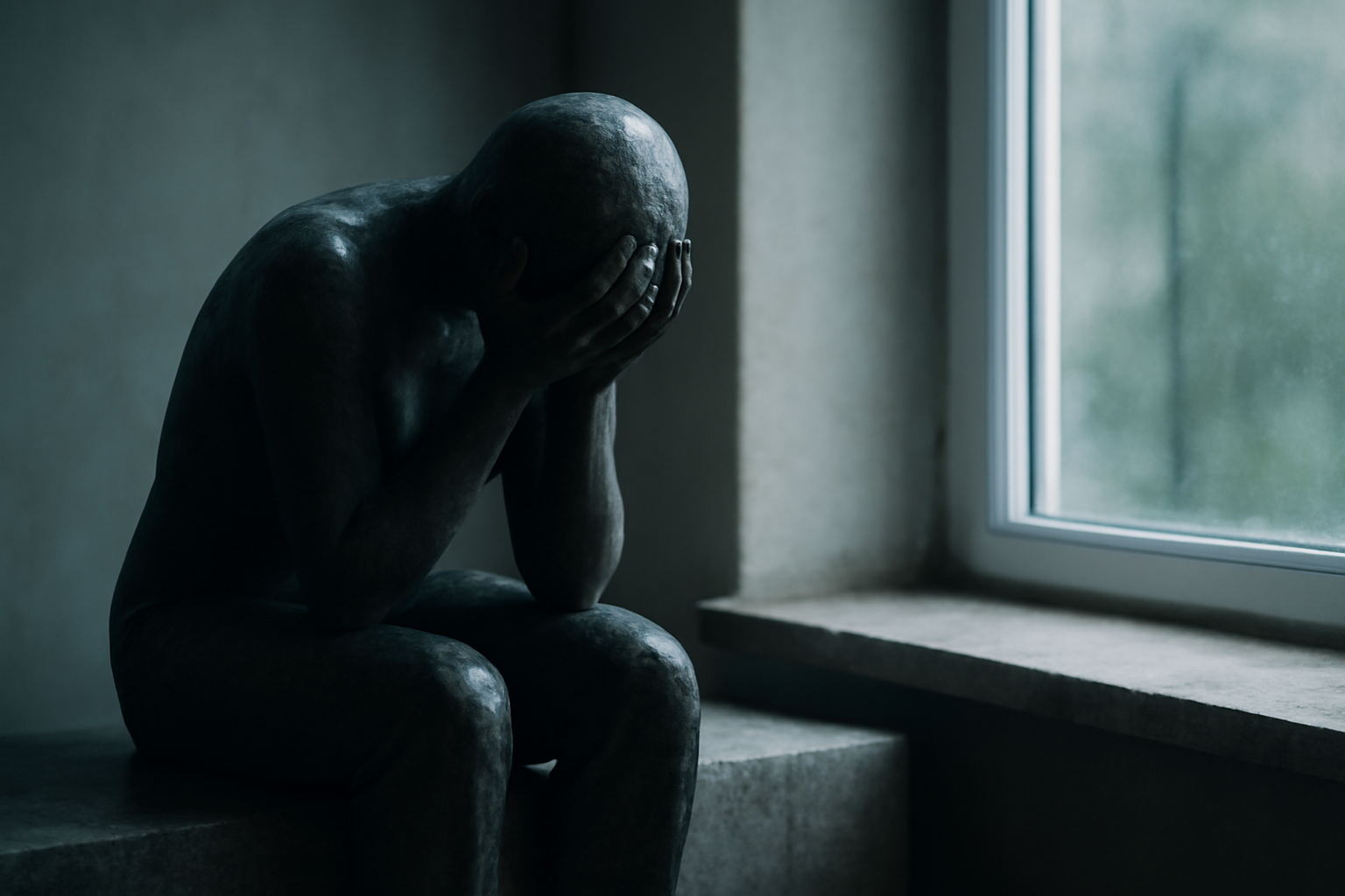 Person with brain icon and checklist on depression: diagnosis, symptoms, causes, treatments, prognosis.