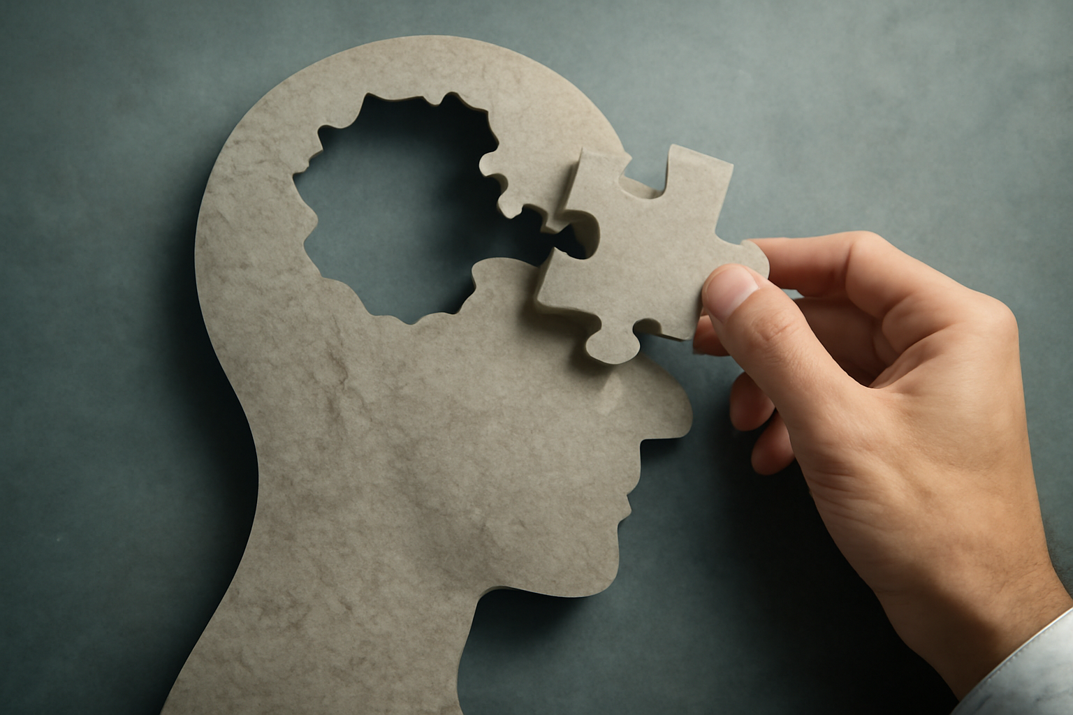 A clinician explains mild schizophrenia symptoms and treatment options to a patient in a clinic.