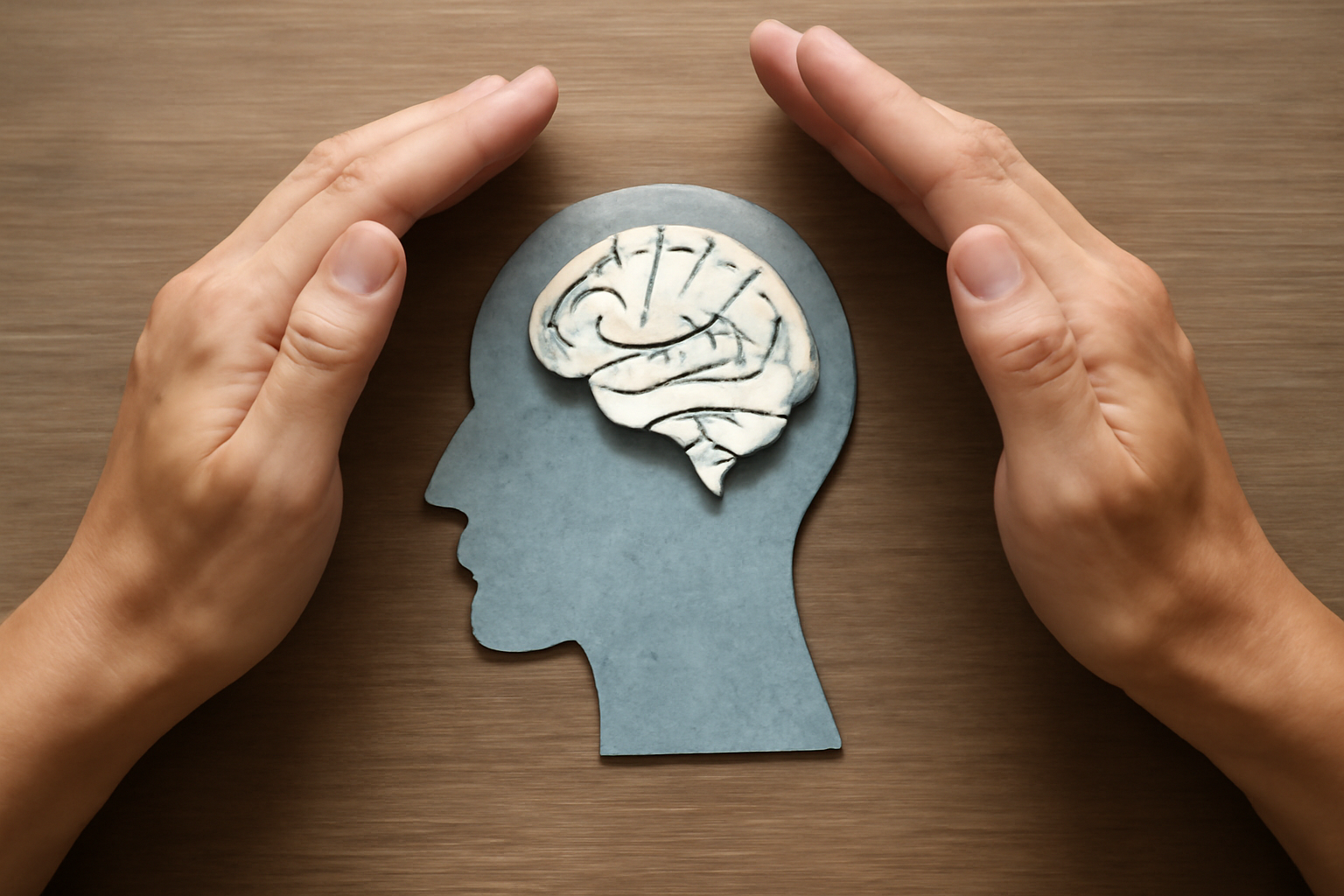 Person sits with notebook beside laptop; Understanding Mental Health Problems and How to Support Wellness.
