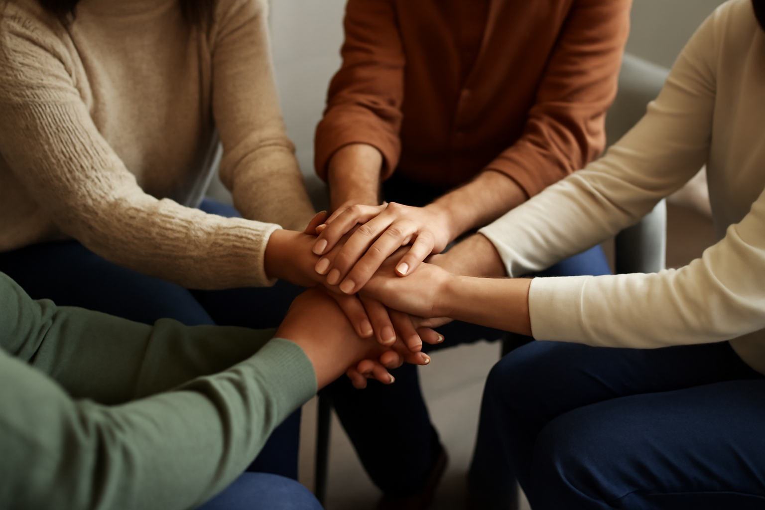 People in a circle discuss understanding, benefits, and getting started with support groups.