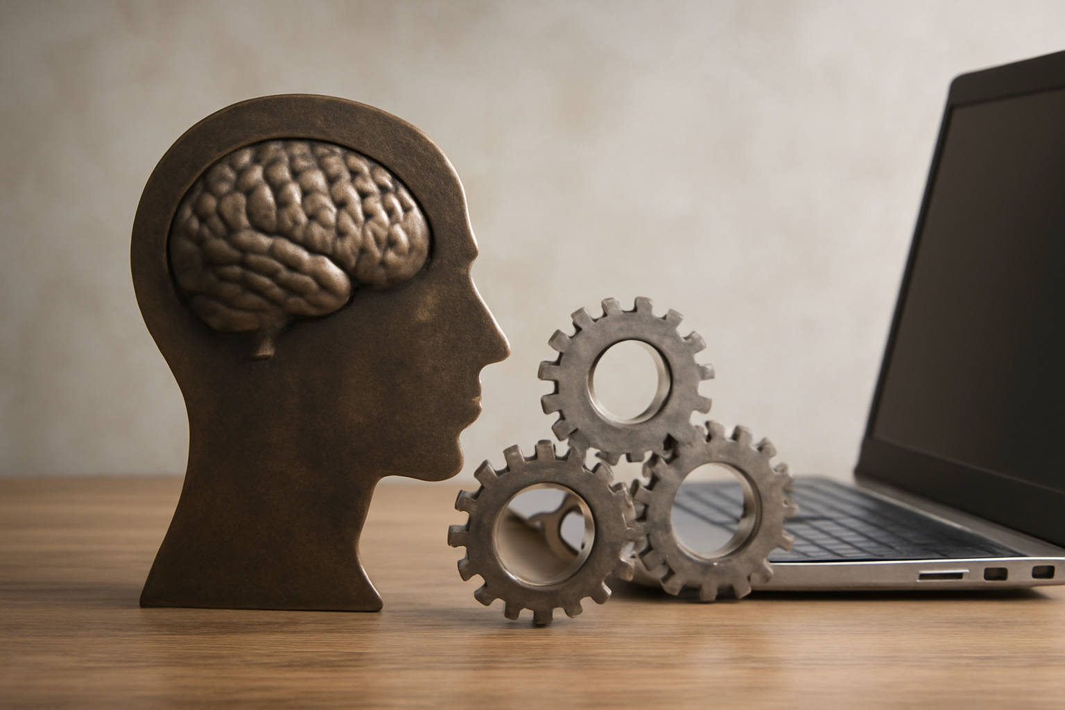 Office desk with laptop and notebook; How to Choose Psychologist Practice Management Software
