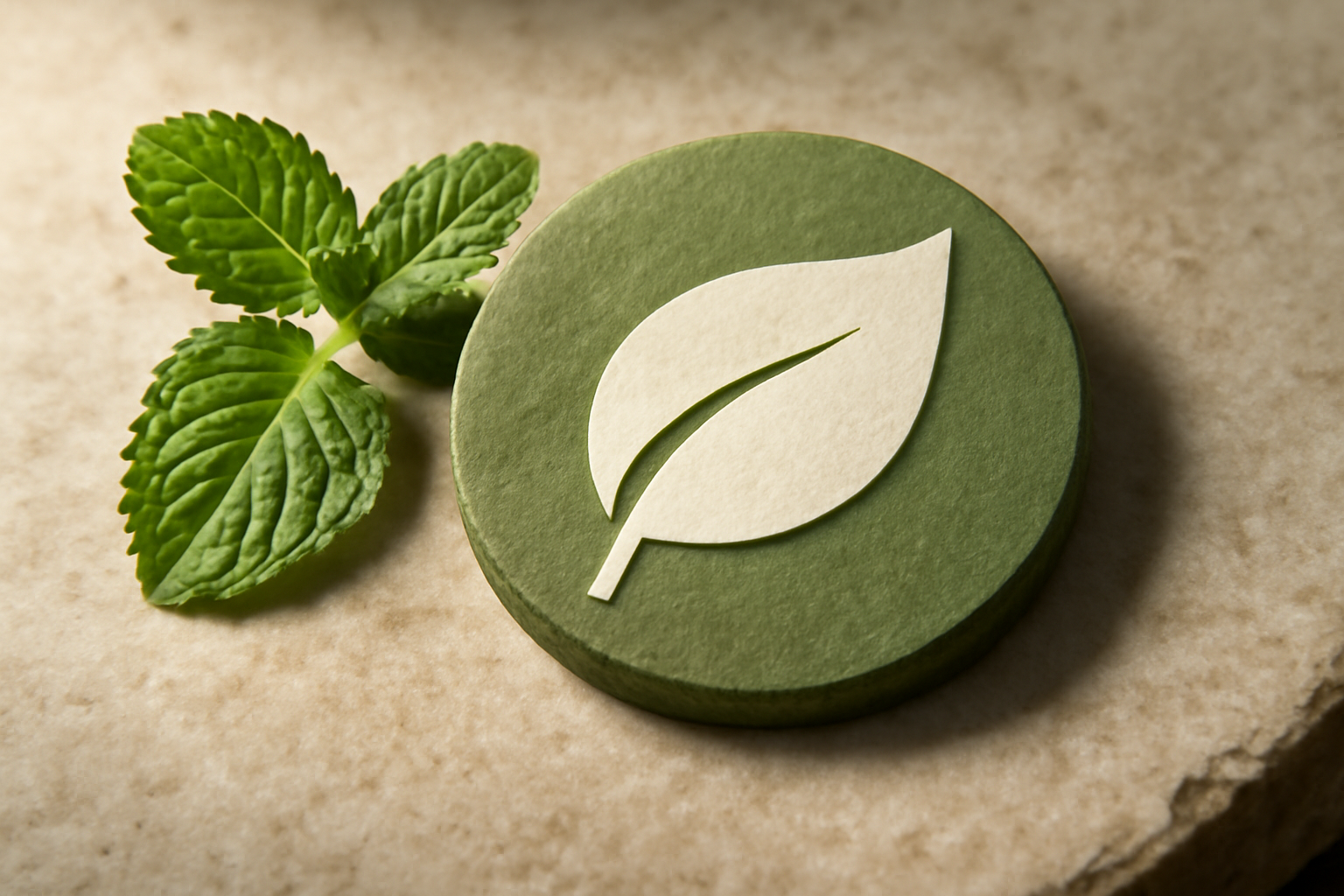 Calm person meditating beside laptop showing mood health charts and Natural Approaches guide