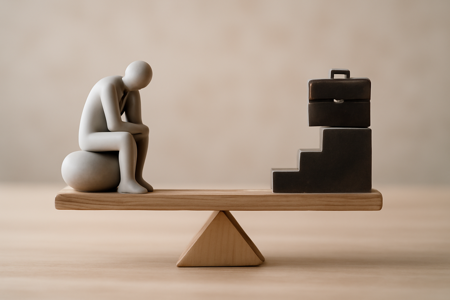 Person at a desk with laptop, balancing ambition and connection in a piece on success loneliness.