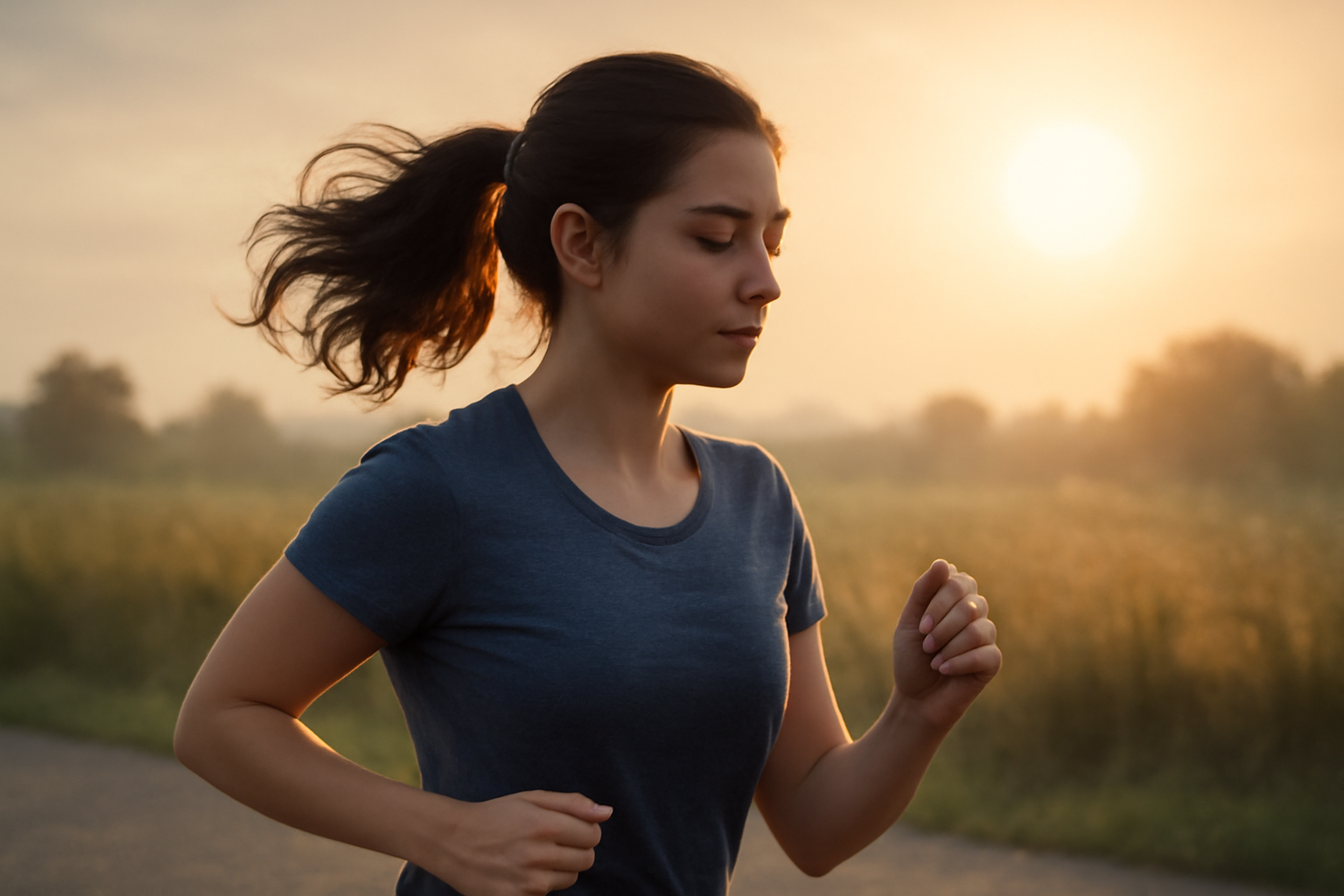 Person jogging in a sunlit park, illustrating how physical activity boosts mood and brain health.