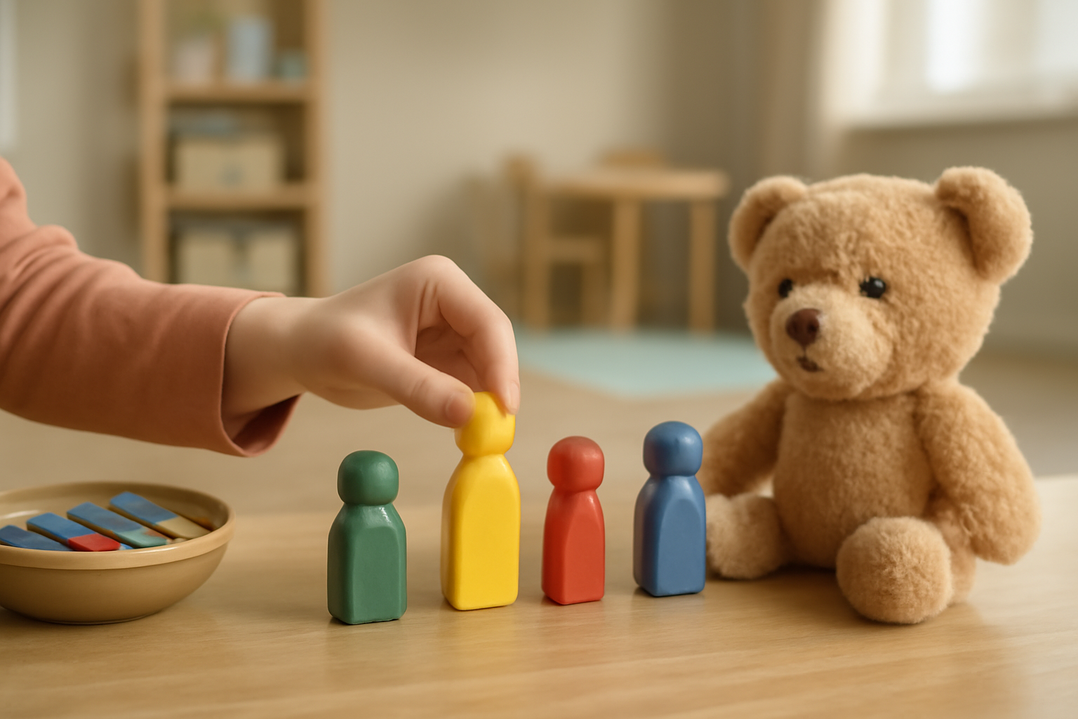 Play Therapy for Children: Principles and Techniques; children play with a therapist in a colorful playroom.