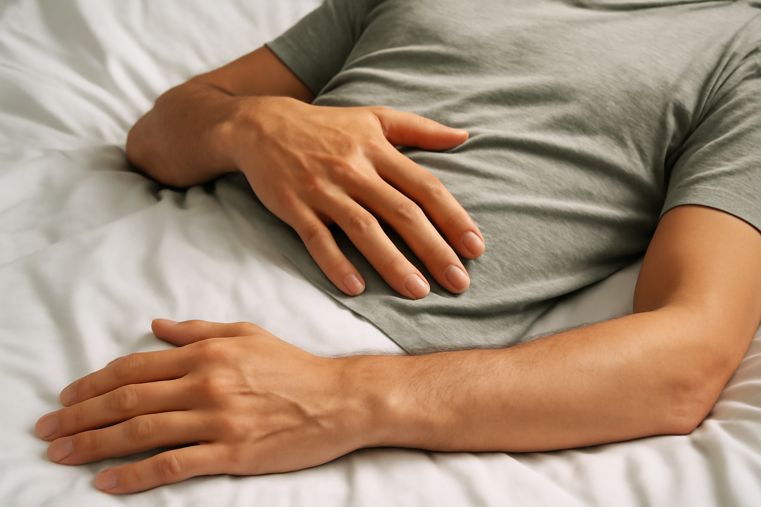 Person resting in a calm room; Progressive Muscle Relaxation PMR Guide for Stress Relief and Sleep.