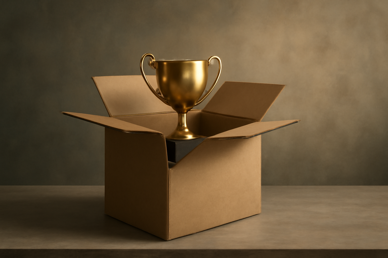 Person at a desk contemplates success icons and graphs, unpacking anxiety after making it.