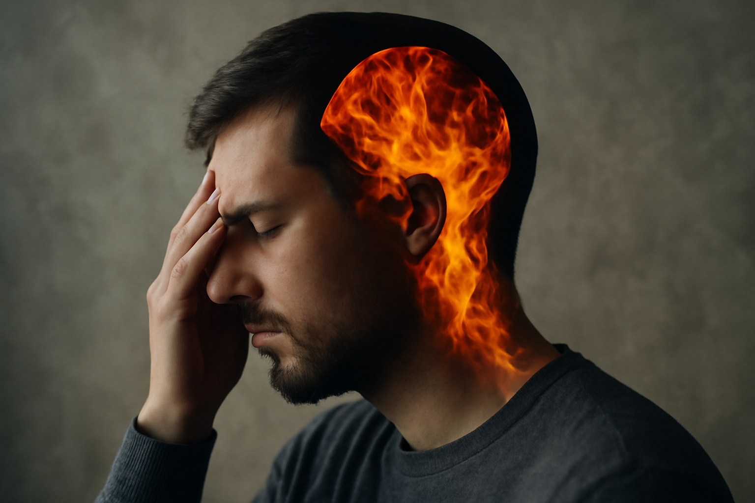Person in distress, head in hands, beside title PTSD Symptoms: What They Are and How to Get Help.