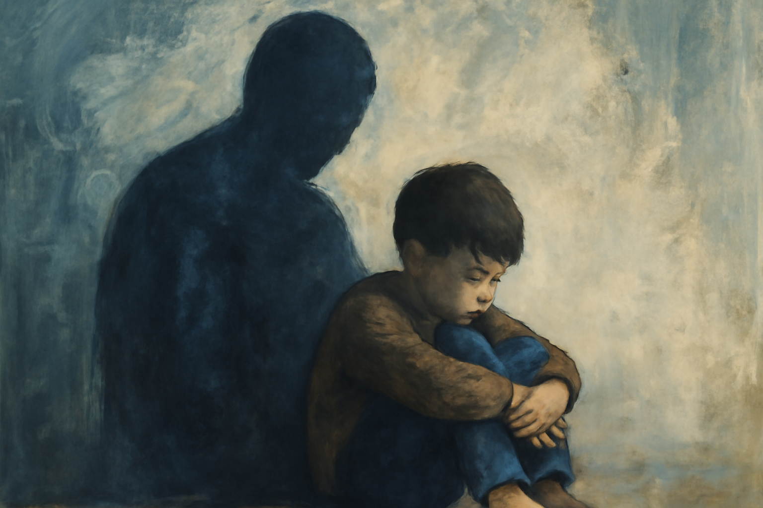 Illustration of a child and caregiver with notes on RAD symptoms, diagnosis, and treatment.
