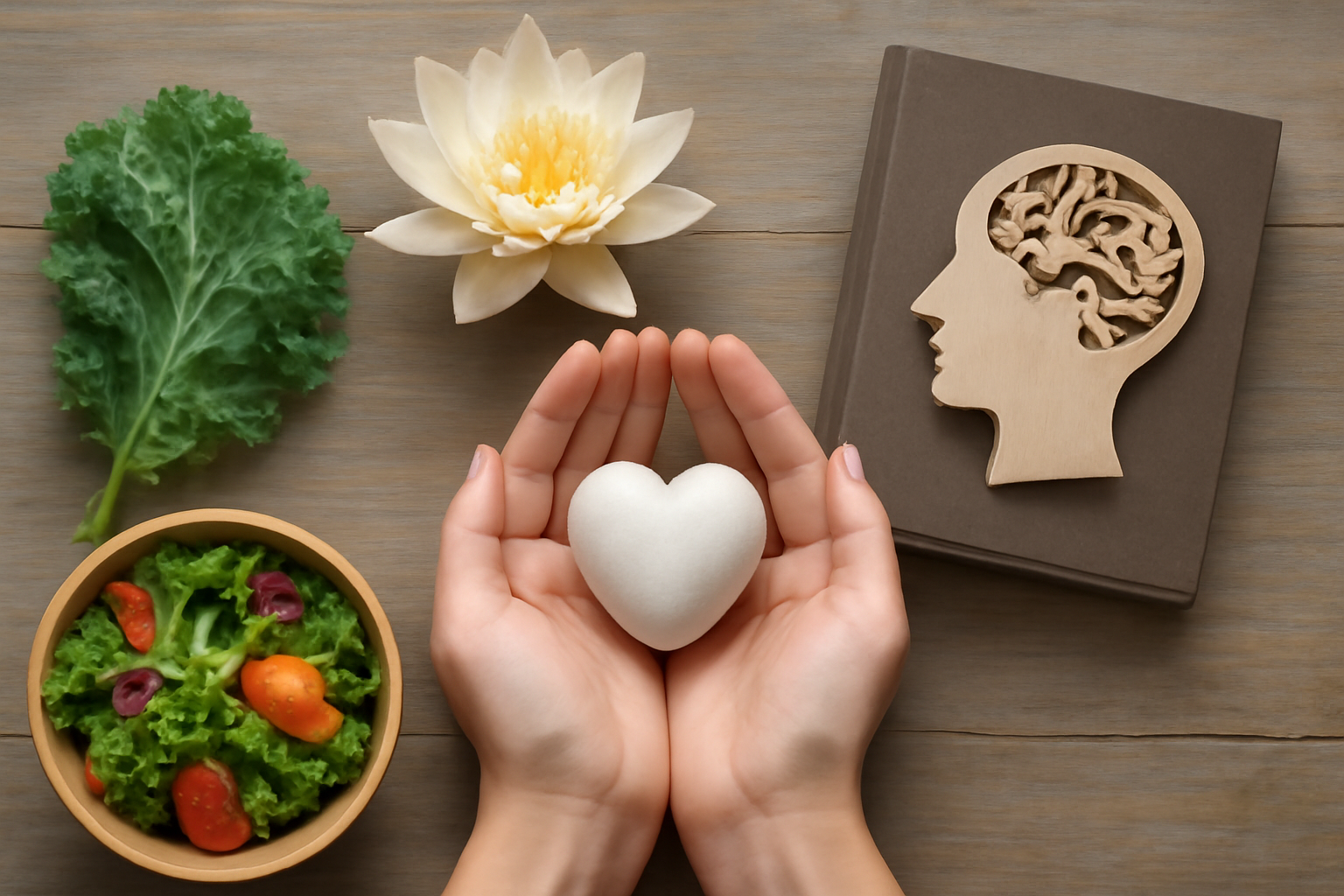 Blog post cover: people in a garden practice mindful eating and gentle yoga for holistic recovery.