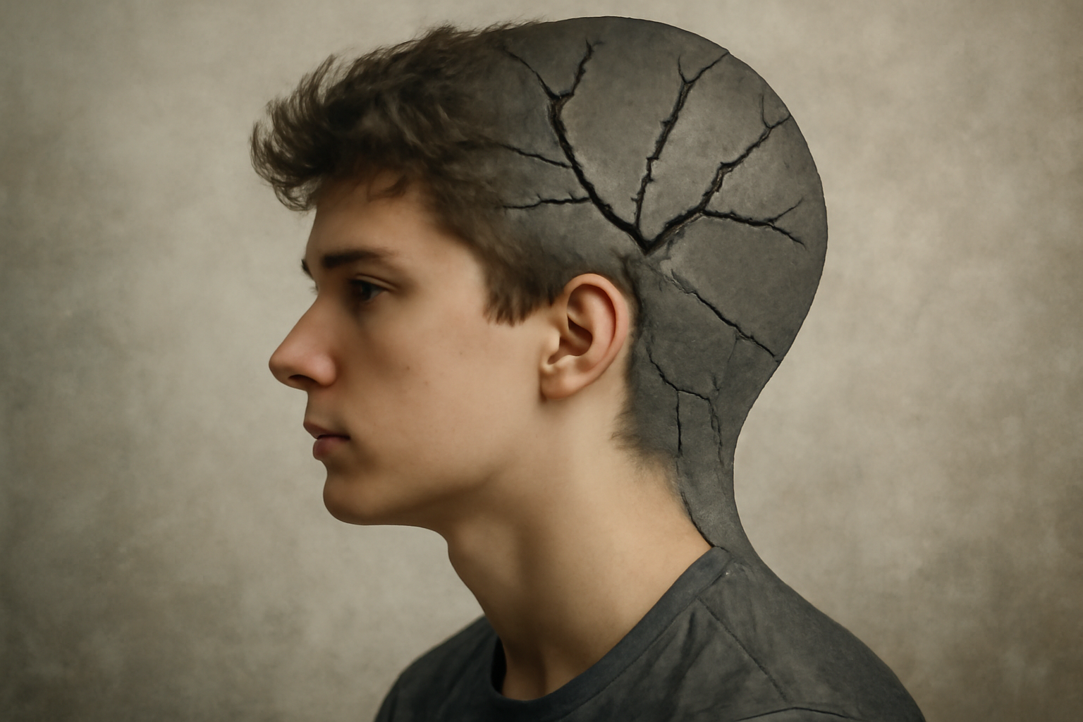 Teen with clinician reviews schizophrenia diagnosis, brain scan results and treatment plan.