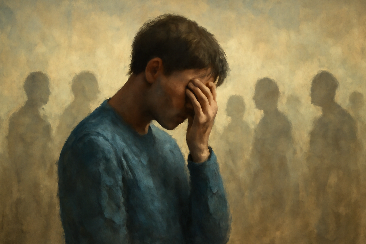 Illustration for a blog post about social anxiety disorder: symptoms, daily impact, and treatments.