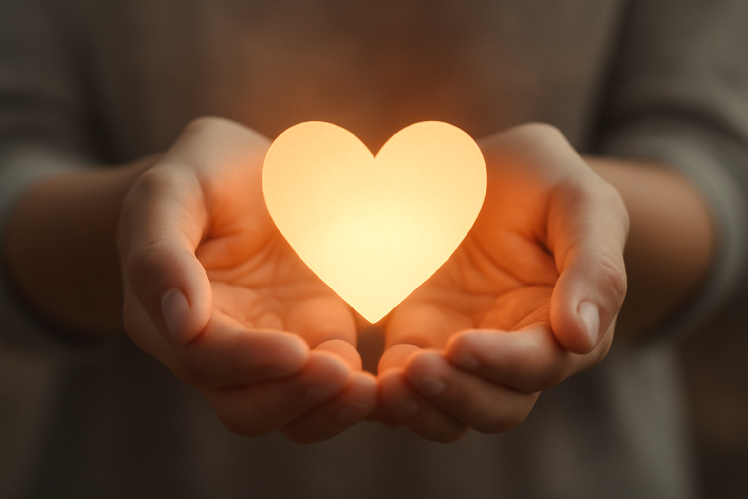 Person sits calmly with hands on heart in a warm scene; blog on CFT for Self Compassion and Wellness