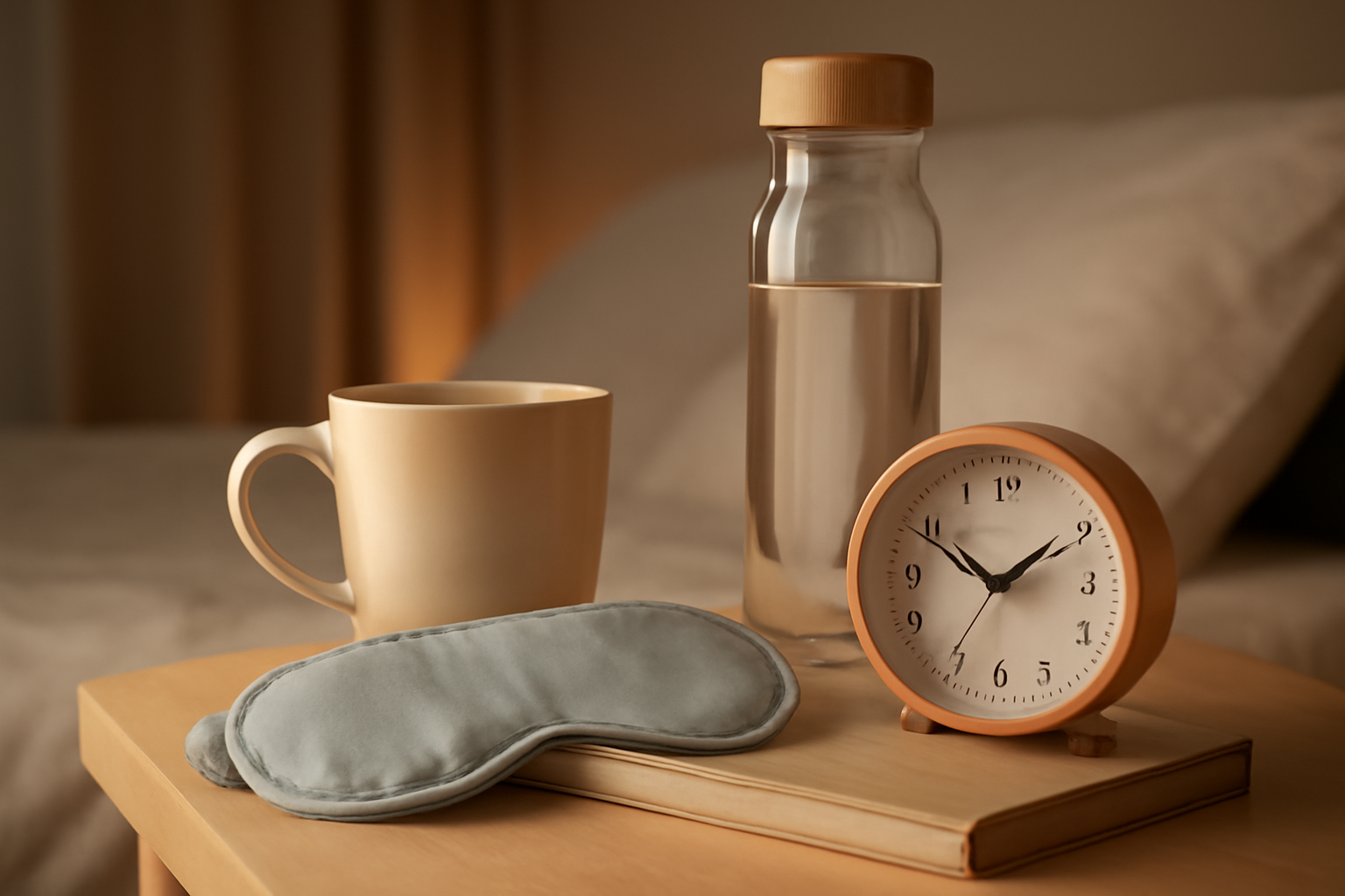 Cozy bedroom with a sleeping person and clock, Sleep Hygiene Essentials: Rest and Daily Energy.